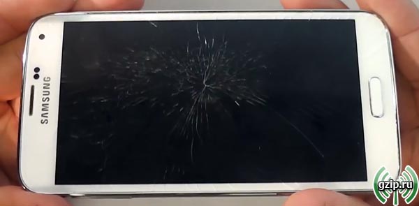 Разбитое стекло Samsung S5