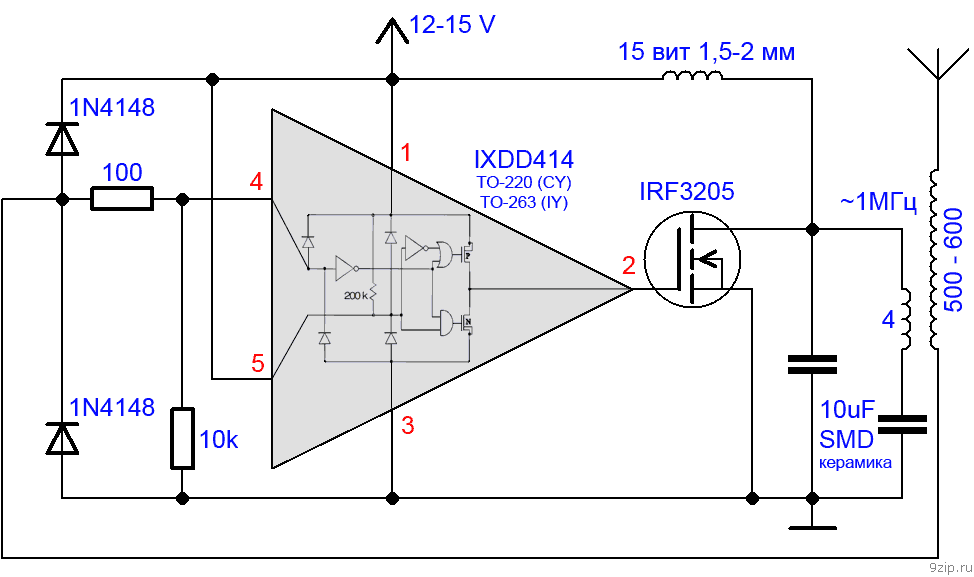 Схема качера на полевом транзисторе