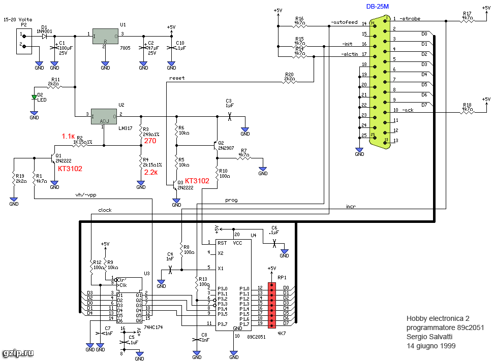 Схема параллельного программатора AT89C2051