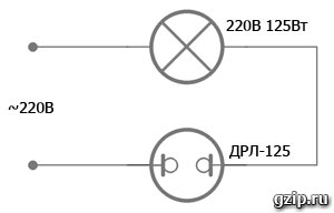 Схема включения лампы ДРЛ без дросселя