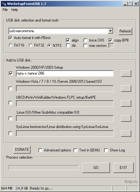 Установка Windows XP с USB