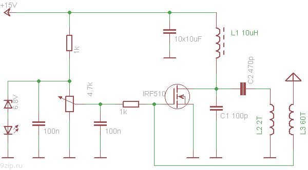Схема факельника на транзисторе