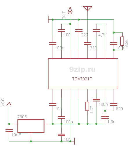 Схема приёмника на микросхеме TDA7021