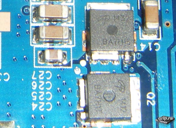 Транзисторы с обозначением 1412 и 1432 на плате видеокарты