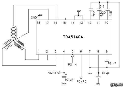 Типовая схема включения микросхемы TDA5140A